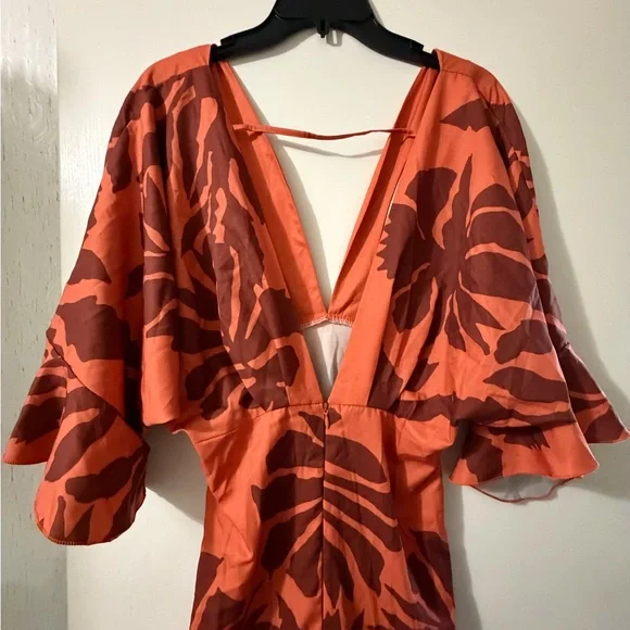 Floral Maxi Dress in Orange and Brown - Picture 4 of 6